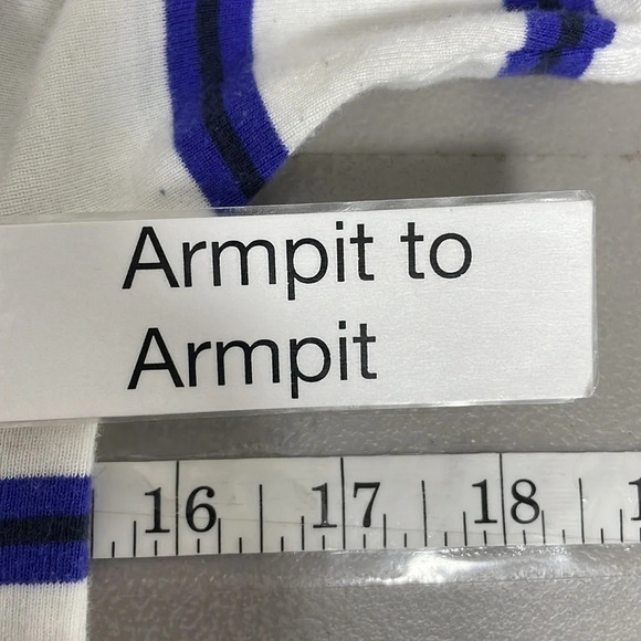 CLOSED Italy Knit Top Mock Neck T-Shirt White Blue Stripes Small - Picture 9 of 11